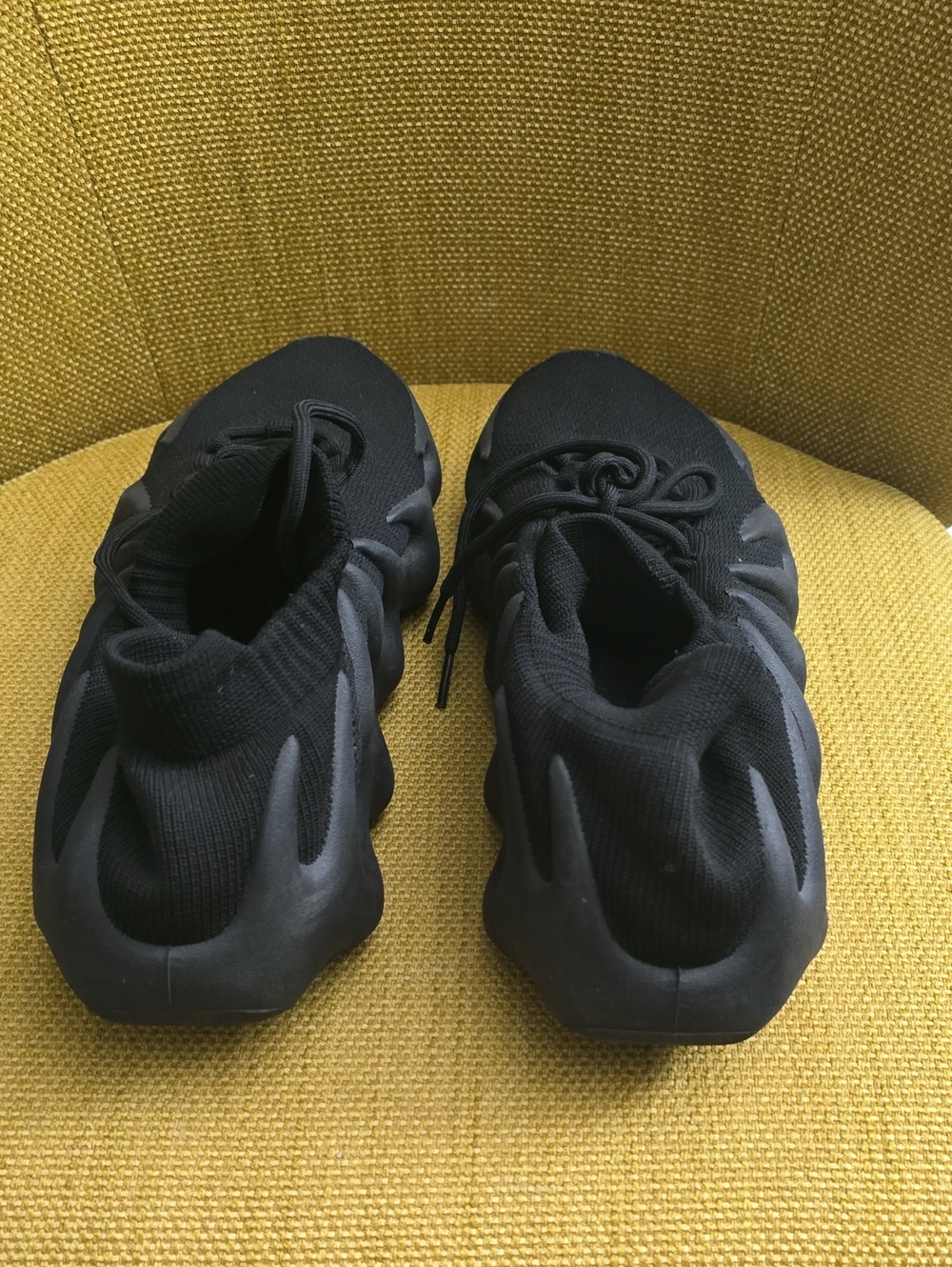Yeezy Men's Black Knit Slip-On Sneakers